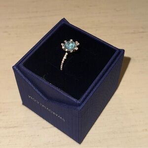 Swarovski Silver Ring with Blue Crystal size 8